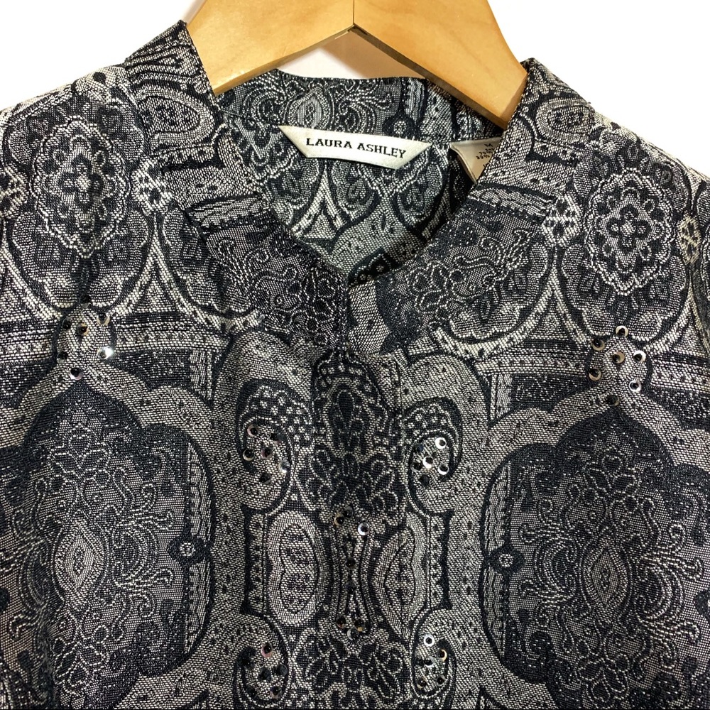 Laura Ashley black sequin jacket blazer size med